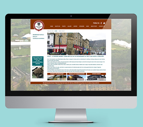 Otley Show new website about page displayed on mac